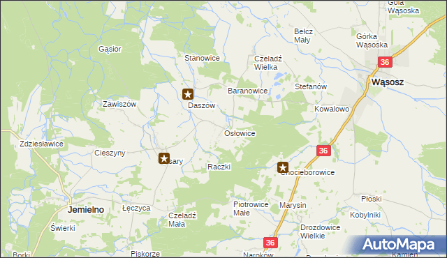 mapa Osłowice, Osłowice na mapie Targeo