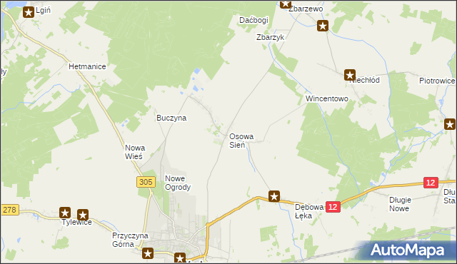 mapa Osowa Sień, Osowa Sień na mapie Targeo