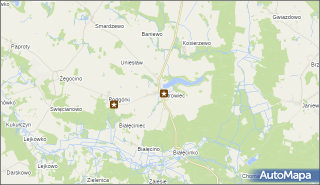 mapa Ostrowiec gmina Malechowo, Ostrowiec gmina Malechowo na mapie Targeo