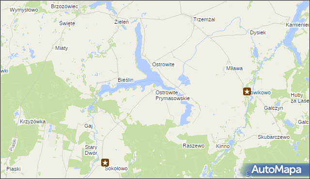 mapa Ostrowite Prymasowskie, Ostrowite Prymasowskie na mapie Targeo