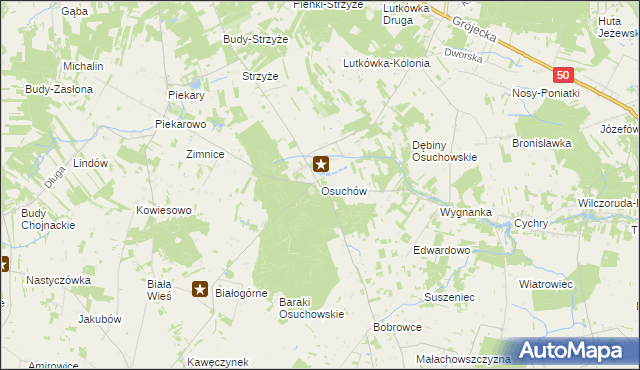 mapa Osuchów gmina Mszczonów, Osuchów gmina Mszczonów na mapie Targeo