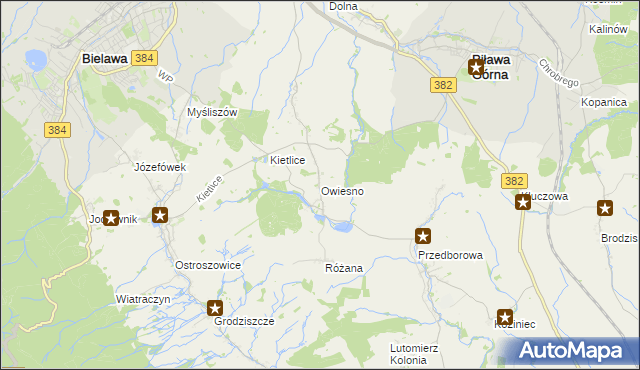 mapa Owiesno, Owiesno na mapie Targeo