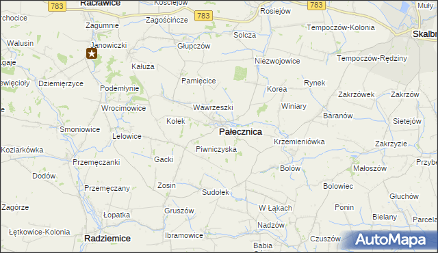 mapa Pałecznica powiat proszowicki, Pałecznica powiat proszowicki na mapie Targeo