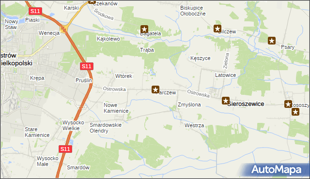 mapa Parczew gmina Sieroszewice, Parczew gmina Sieroszewice na mapie Targeo