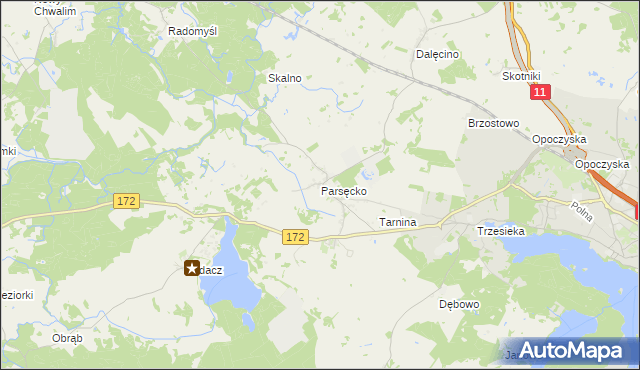 mapa Parsęcko, Parsęcko na mapie Targeo