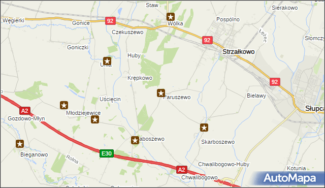 mapa Paruszewo, Paruszewo na mapie Targeo