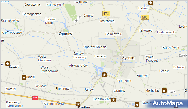 mapa Pasieka gmina Żychlin, Pasieka gmina Żychlin na mapie Targeo