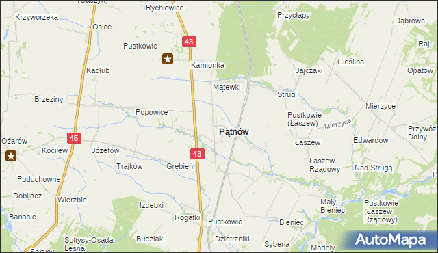 mapa Pątnów powiat wieluński, Pątnów powiat wieluński na mapie Targeo