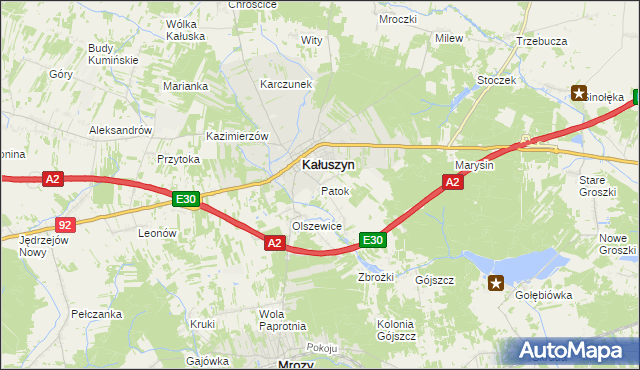 mapa Patok gmina Kałuszyn, Patok gmina Kałuszyn na mapie Targeo
