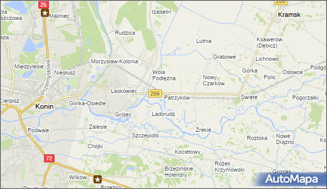 mapa Patrzyków gmina Kramsk, Patrzyków gmina Kramsk na mapie Targeo