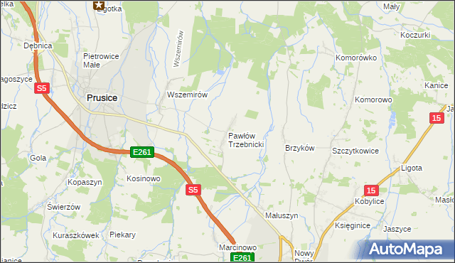 mapa Pawłów Trzebnicki, Pawłów Trzebnicki na mapie Targeo