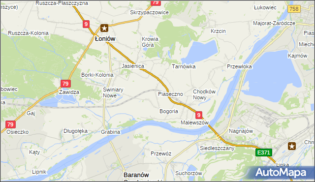 mapa Piaseczno gmina Łoniów, Piaseczno gmina Łoniów na mapie Targeo