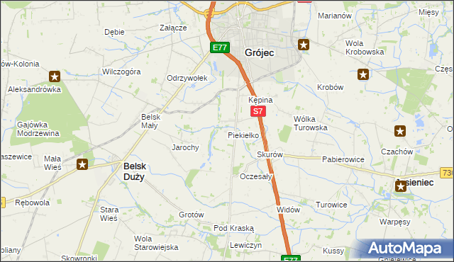 mapa Piekiełko gmina Grójec, Piekiełko gmina Grójec na mapie Targeo