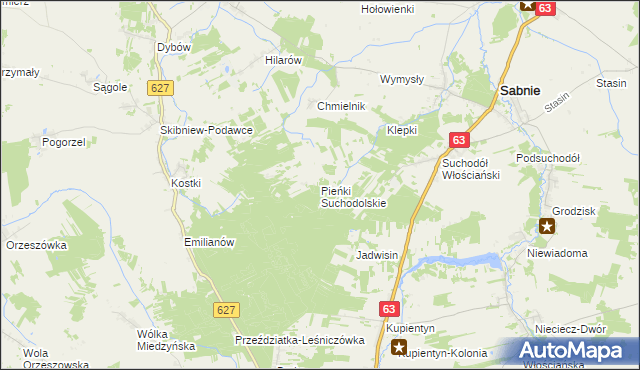 mapa Pieńki Suchodolskie, Pieńki Suchodolskie na mapie Targeo