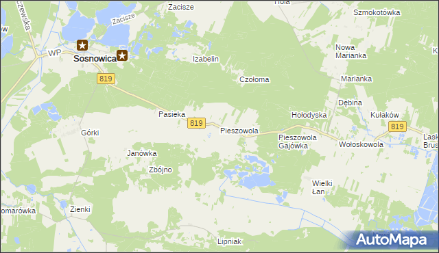 mapa Pieszowola, Pieszowola na mapie Targeo