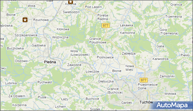 mapa Piotrkowice gmina Tuchów, Piotrkowice gmina Tuchów na mapie Targeo