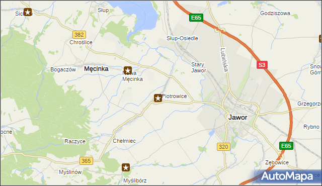 mapa Piotrowice gmina Męcinka, Piotrowice gmina Męcinka na mapie Targeo