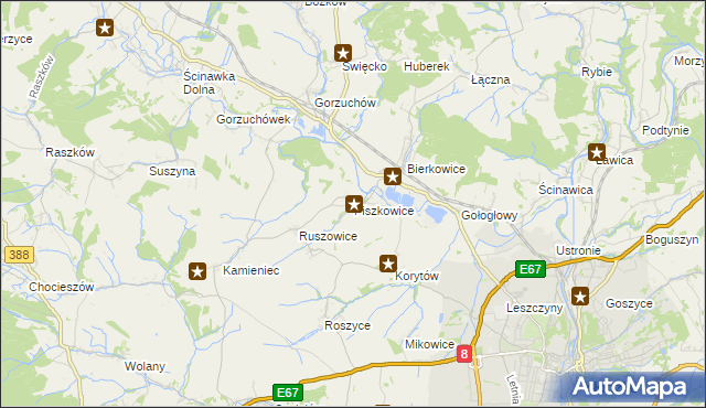 mapa Piszkowice, Piszkowice na mapie Targeo