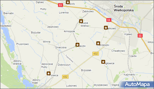 mapa Płaczki gmina Zaniemyśl, Płaczki gmina Zaniemyśl na mapie Targeo