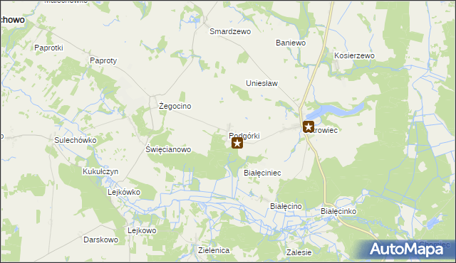 mapa Podgórki gmina Malechowo, Podgórki gmina Malechowo na mapie Targeo