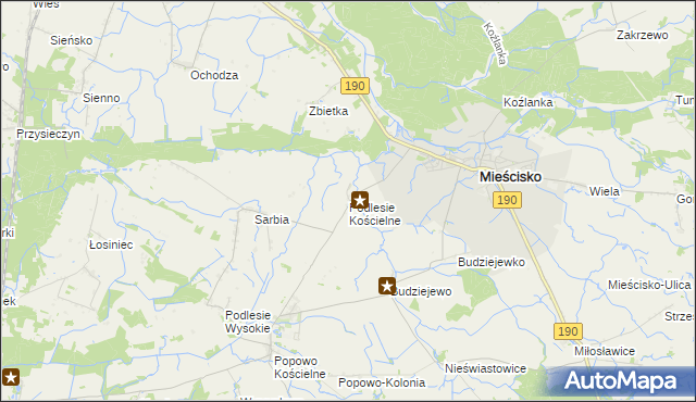 mapa Podlesie Kościelne, Podlesie Kościelne na mapie Targeo