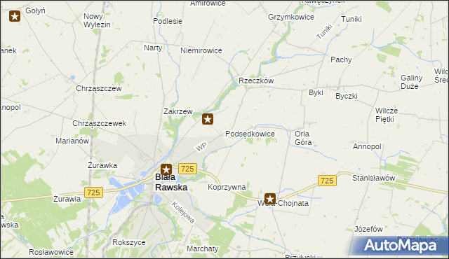 mapa Podsędkowice, Podsędkowice na mapie Targeo