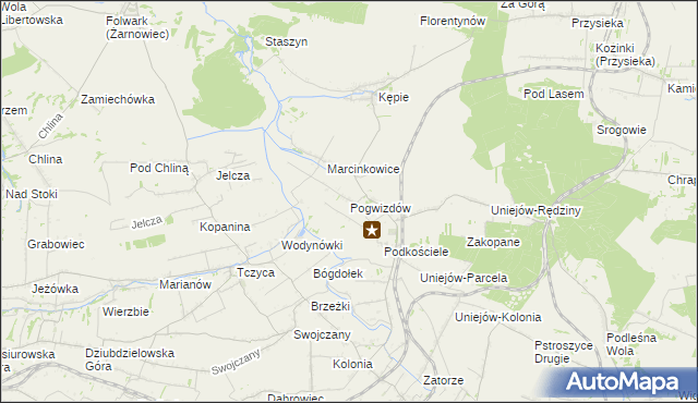 mapa Pogwizdów gmina Charsznica, Pogwizdów gmina Charsznica na mapie Targeo