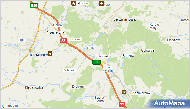 mapa Potoczek gmina Jerzmanowa, Potoczek gmina Jerzmanowa na mapie Targeo