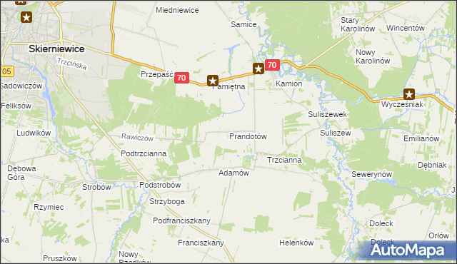 mapa Prandotów, Prandotów na mapie Targeo