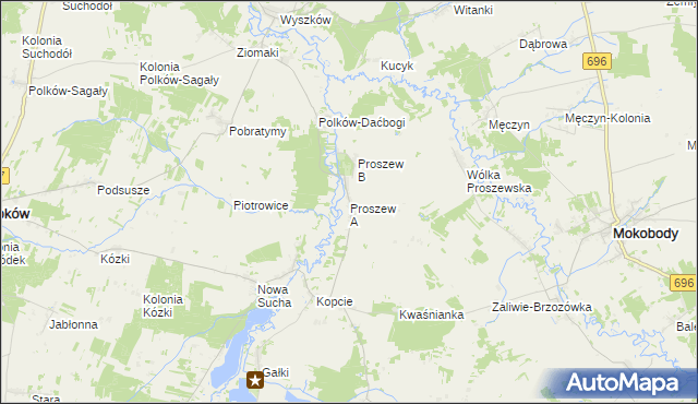 mapa Proszew A, Proszew A na mapie Targeo