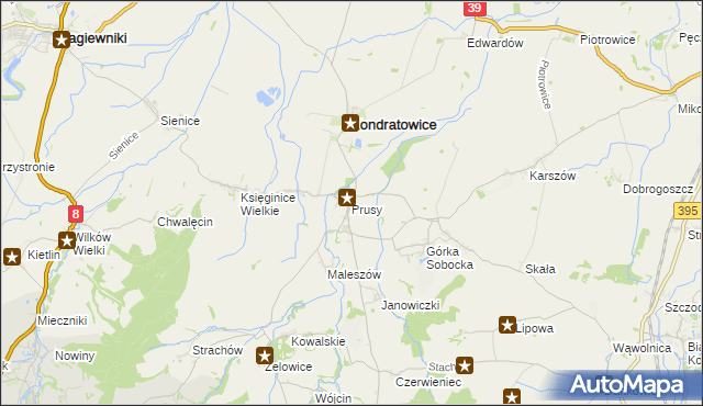 mapa Prusy gmina Kondratowice, Prusy gmina Kondratowice na mapie Targeo