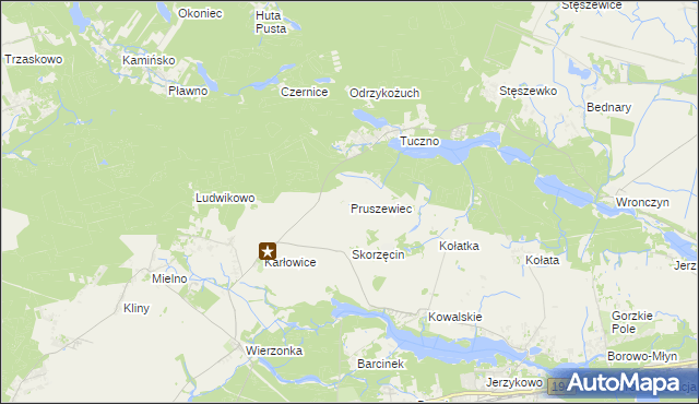 mapa Pruszewiec, Pruszewiec na mapie Targeo