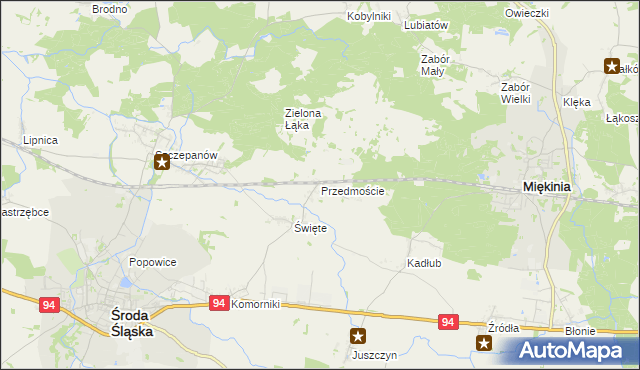 mapa Przedmoście gmina Środa Śląska, Przedmoście gmina Środa Śląska na mapie Targeo