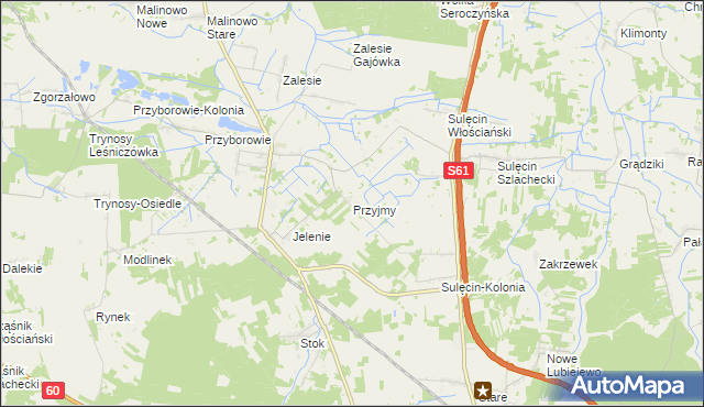 mapa Przyjmy gmina Ostrów Mazowiecka, Przyjmy gmina Ostrów Mazowiecka na mapie Targeo