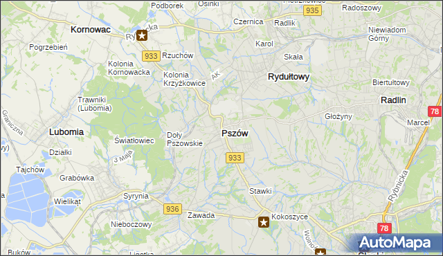 mapa Pszów, Pszów na mapie Targeo