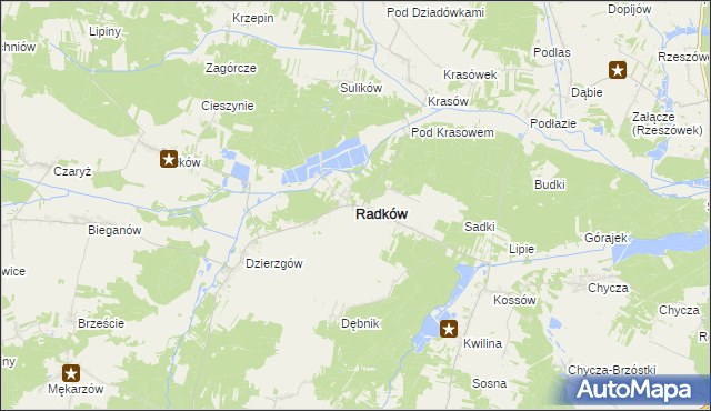 mapa Radków powiat włoszczowski, Radków powiat włoszczowski na mapie Targeo
