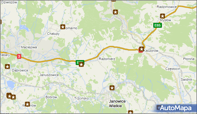 mapa Radomierz gmina Janowice Wielkie, Radomierz gmina Janowice Wielkie na mapie Targeo