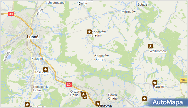 mapa Radostów Górny, Radostów Górny na mapie Targeo