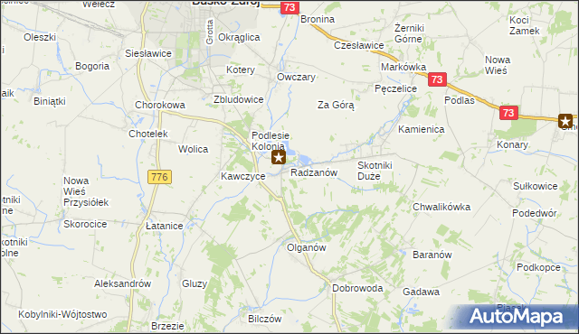 mapa Radzanów gmina Busko-Zdrój, Radzanów gmina Busko-Zdrój na mapie Targeo