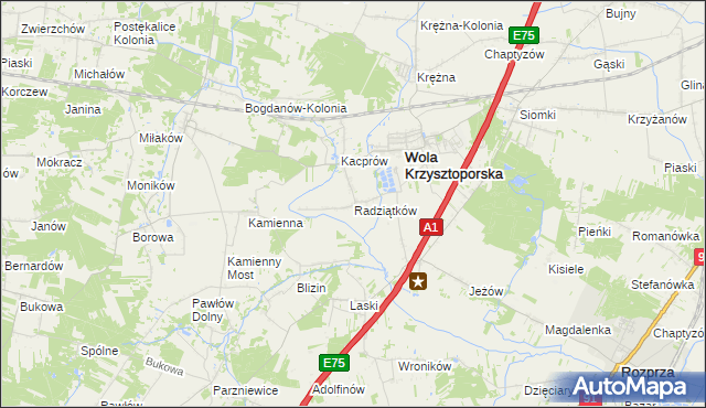 mapa Radziątków, Radziątków na mapie Targeo