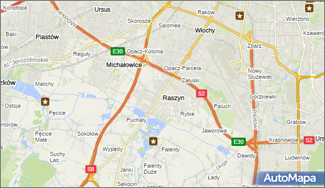 mapa Raszyn powiat pruszkowski, Raszyn powiat pruszkowski na mapie Targeo