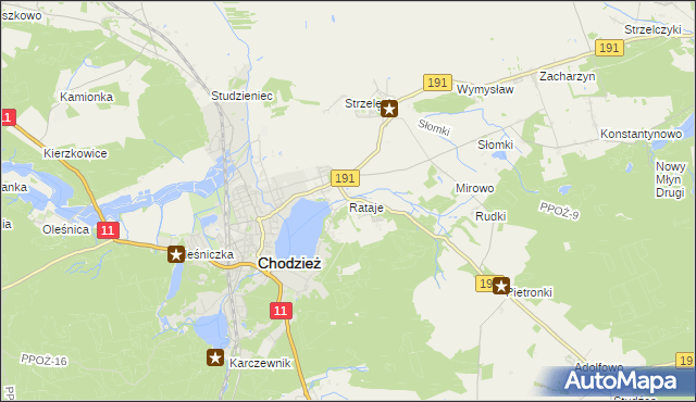 mapa Rataje gmina Chodzież, Rataje gmina Chodzież na mapie Targeo