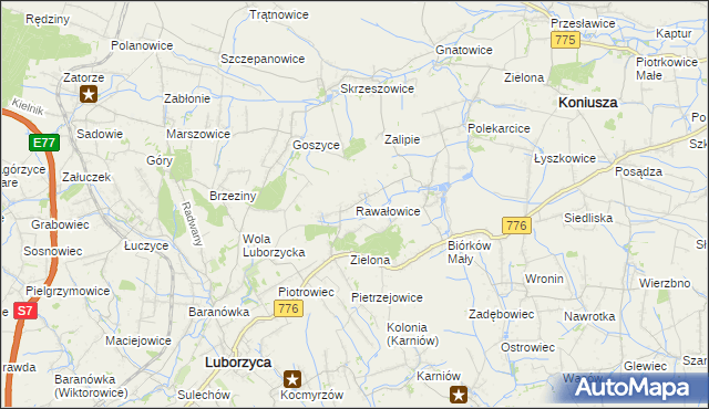 mapa Rawałowice, Rawałowice na mapie Targeo