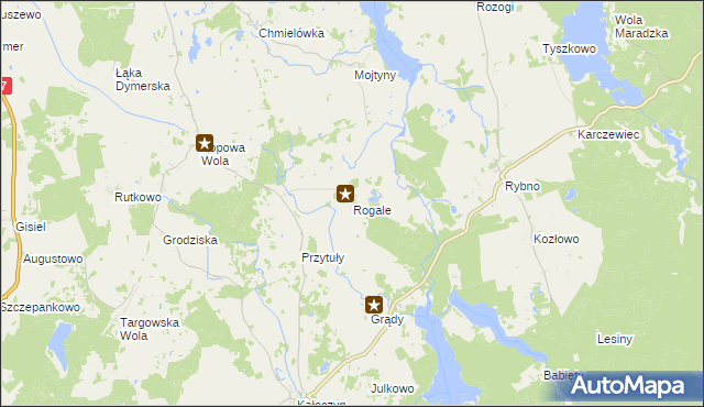 mapa Rogale gmina Dźwierzuty, Rogale gmina Dźwierzuty na mapie Targeo