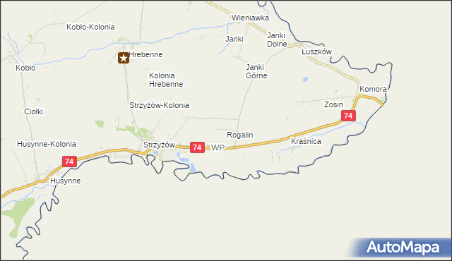 mapa Rogalin gmina Horodło, Rogalin gmina Horodło na mapie Targeo