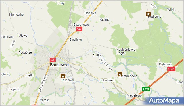 mapa Rogity, Rogity na mapie Targeo