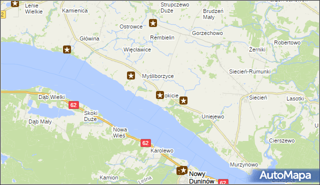 mapa Rokicie gmina Brudzeń Duży, Rokicie gmina Brudzeń Duży na mapie Targeo