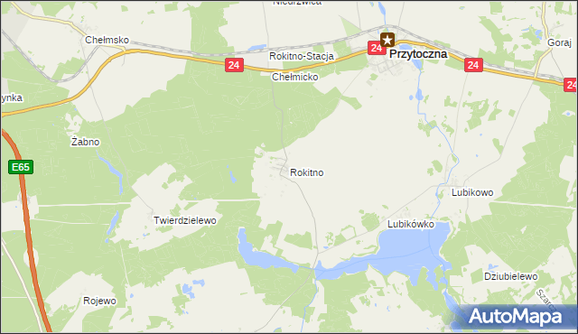 mapa Rokitno gmina Przytoczna, Rokitno gmina Przytoczna na mapie Targeo