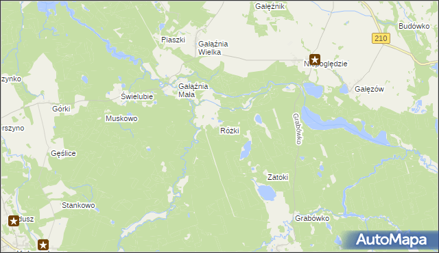 mapa Różki gmina Kołczygłowy, Różki gmina Kołczygłowy na mapie Targeo