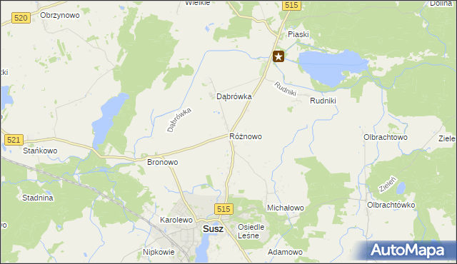 mapa Różnowo gmina Susz, Różnowo gmina Susz na mapie Targeo